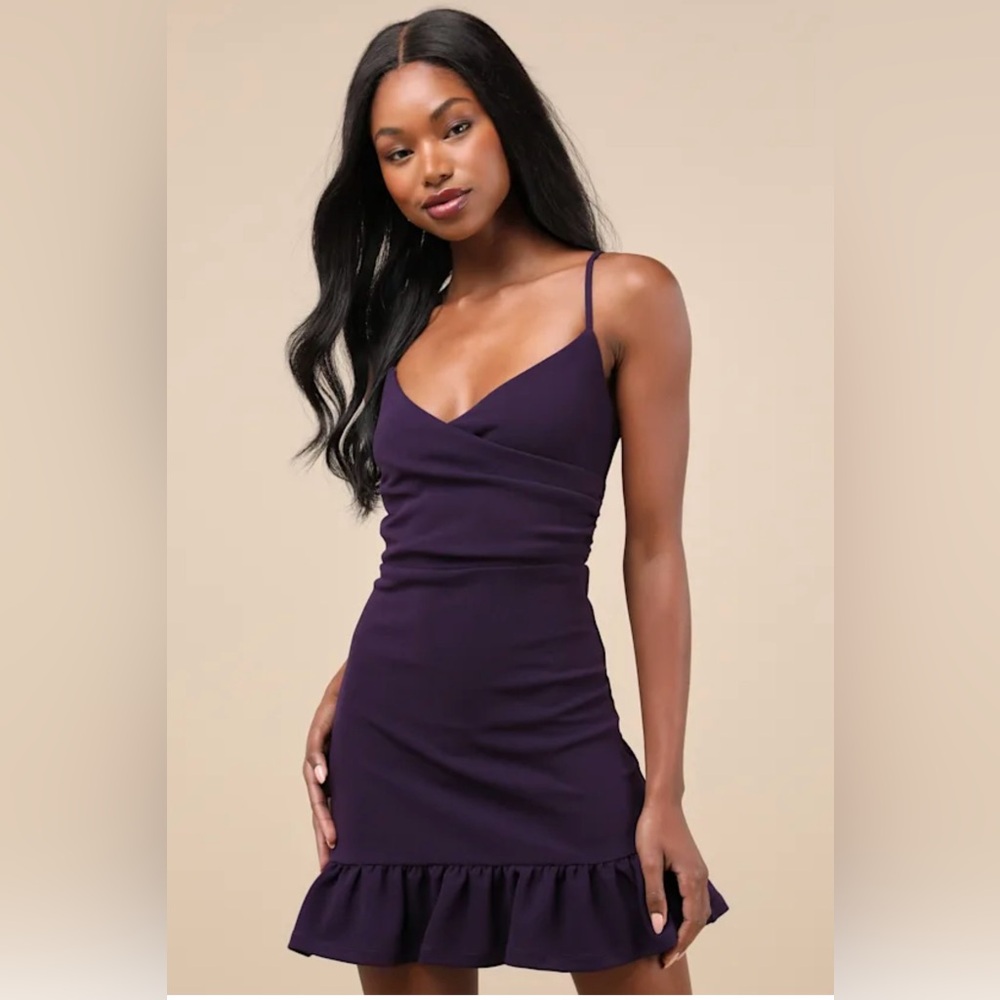 Lulu's Deep Purple Midi Dress Small